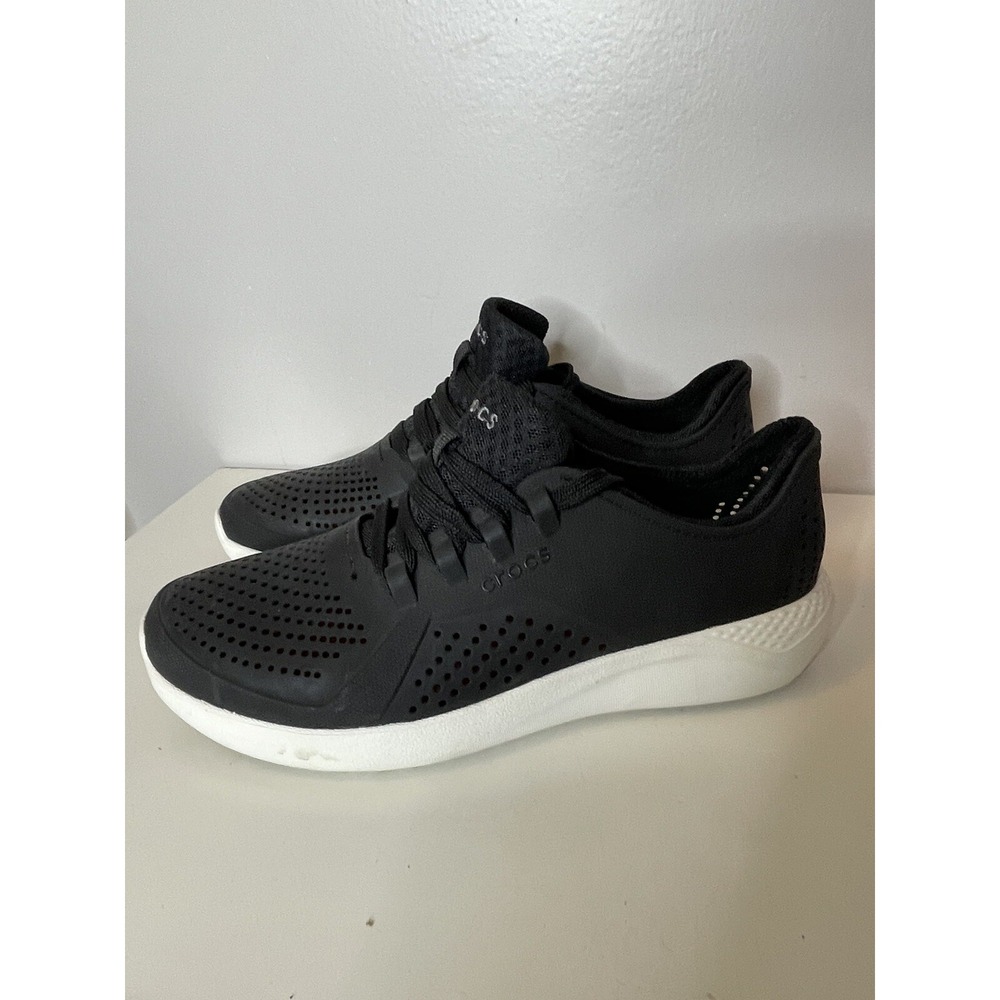 Crocs Mens 7 LiteRide 360 Pacer Sneakers Shoes Lace Up Black